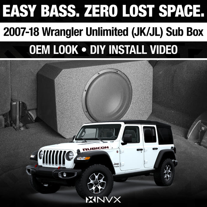 2007-2018 Jeep Wrangler JK - Custom 500W RMS 10" Loaded Subwoofer Enclosure | NVX BE-JP-WUTLD-VSW104V2