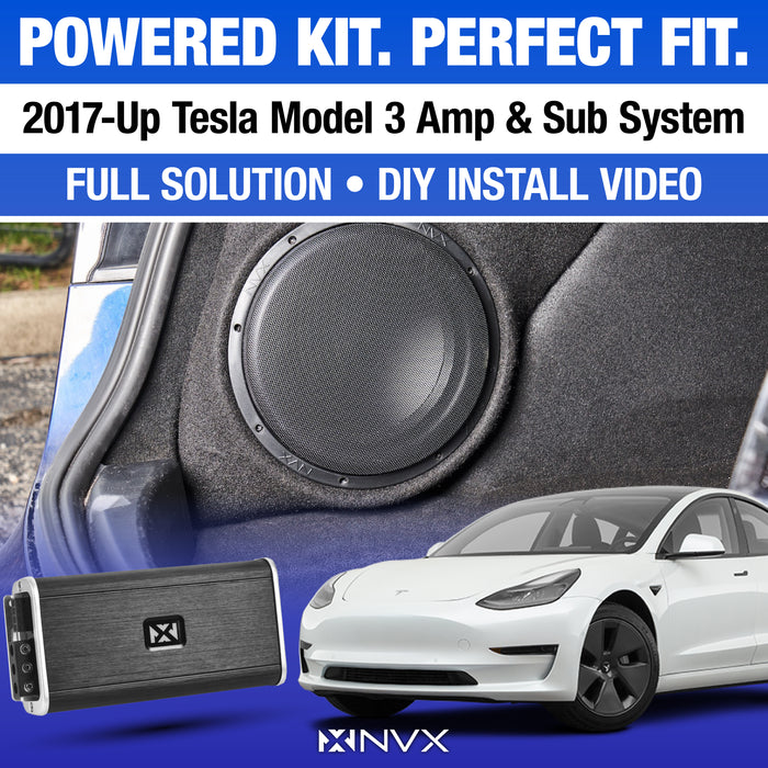 2017-Up Tesla Model 3 - Custom 500W RMS 10" Subwoofer Bass Package | PBK-TM3-VSW10S2