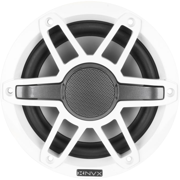 MVSP65 600W Peak (200W RMS) 6.5" V-Series 2-Way Marine Speakers with LED Lighting (Sport White and Black Grilles Included)