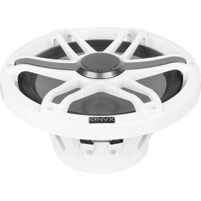 MVSP8 750W Peak (250W RMS) 8" V-Series 2-Way Marine Speakers with LED Lighting (Sport White and Black Grilles Included)