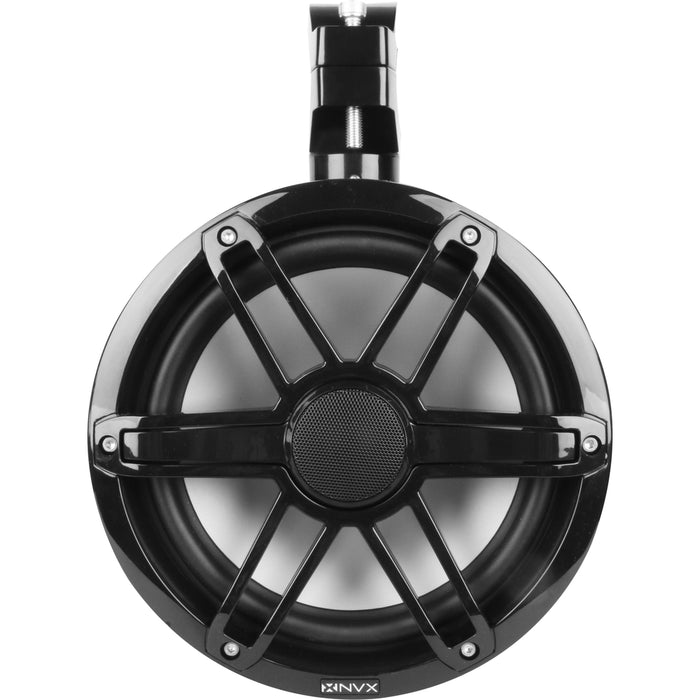 MVTSP8B 750W Peak (250W RMS) 8" V-Series 2-Way Marine Tower Speakers with LED Lighting and Swiveling Clamps (Sport Black)