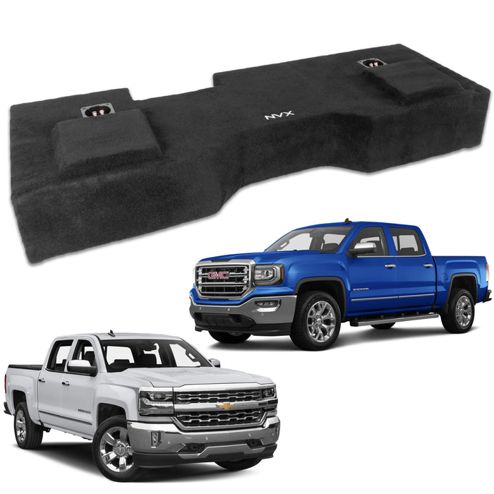 Custom Fit Dual 12" Sealed Down Firing Empty Subwoofer Enclosure for 2014-2018 Chevrolet Silverado and GMC Sierra Crew Cab Trucks | VE-GM-SLVCCG3-D12S