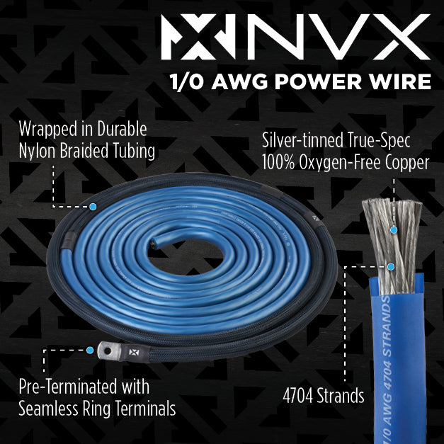 XKIT02 Full Spec 1/0 Gauge 100% (OFC) Oxygen Free Copper Complete 2-Channel Amplifier Wiring Kit with RCA for Amplifiers up to 4000 Watts